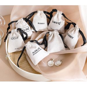 Customized LOGO Wholesale Customizable Cotton And Linen Drawstring Bag Small