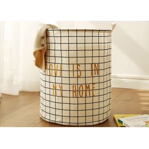 Quality Puting Foldable washing laundry clothes basket toy storage bag large box customized Grey plaid love is in my home for sale
