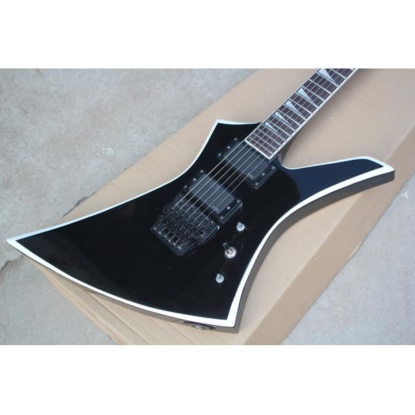Factory Custom Black Body Electric Guitar whit Floyd Rose,White Binding Neck,Black Hardware,Rosewood Fretboard