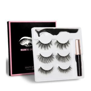 Natural Black 15mm Magnetic False Lashes With Black Cotton Band