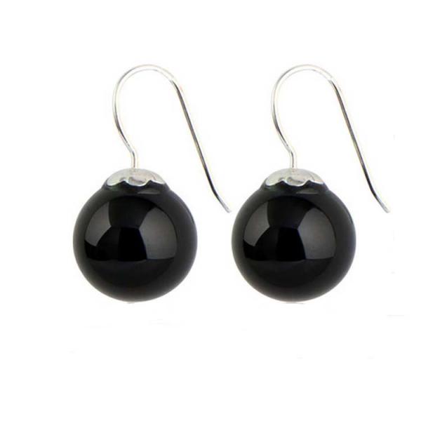 Buy 925 Sterling Silver Dangle Earrings with Black Onyx Bead (011634BLACK) at wholesale prices