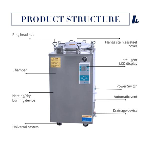 Automatic Food Sterilizer Autoclave 150 L Vertical 760*760*1280mm