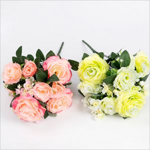 Quality 11 Heads Artificial Silk Rose Bush for sale