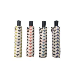 Triangular Pattern Pongee Portable Folding Umbrella Manual Open