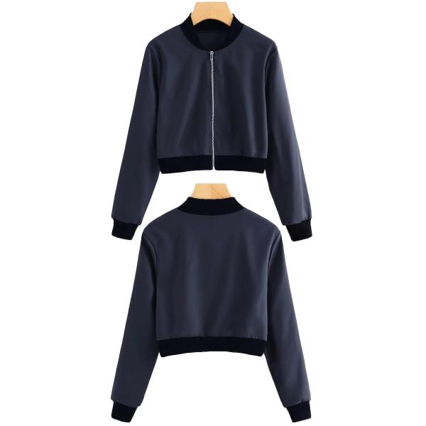Wholesale spring autumn Ladies short cropped stand-neck baseball zipper jacket womens coat