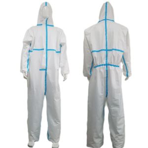 50000PCS/Day White Non-Woven Waterproof Hooded Protective Coveralls with Elastic Ankle