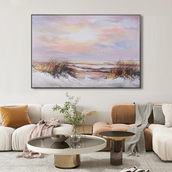 Hotel Office Decorative Painting Modern Hand Painted Pictures of Autumn Trees Landscape Oil Painting on Canvas Support Base