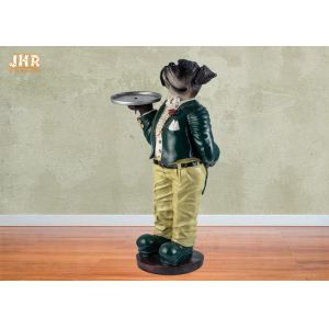 Antique Dog Figures Polyresin Statue Figurine Resin Dog Holding Tray Sculpture