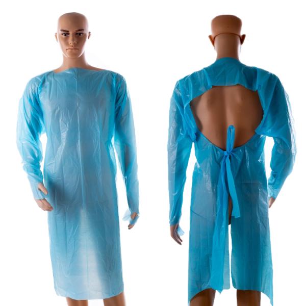 Disposable Hospitals Overhead/open Back CPE Isolation Gown Individual Pack OEM