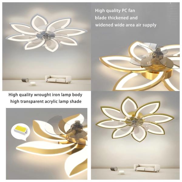 Wholesale factory Fashion Art Multi-head Petal Inverter Fan Light For Living Room Bedroom