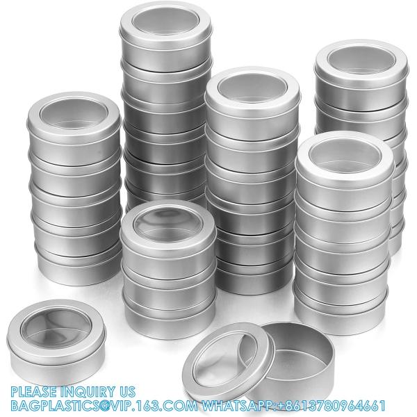 2 Ounce Metal Tin Cans Round Empty Container Salve Tins With Clear Screw Lid For