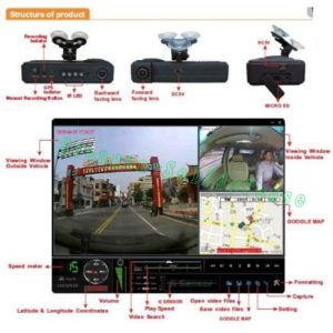 Dual camera E07 car black box DVR with GPS & G-Sensor