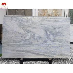 Modern Onyx Marble Type Translucent Blue Shadow Quartzite Slab for Living Room