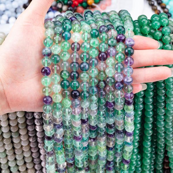 8mm Colored Flourite Gems Bead Healing Crystal Beads For Jewelry Making