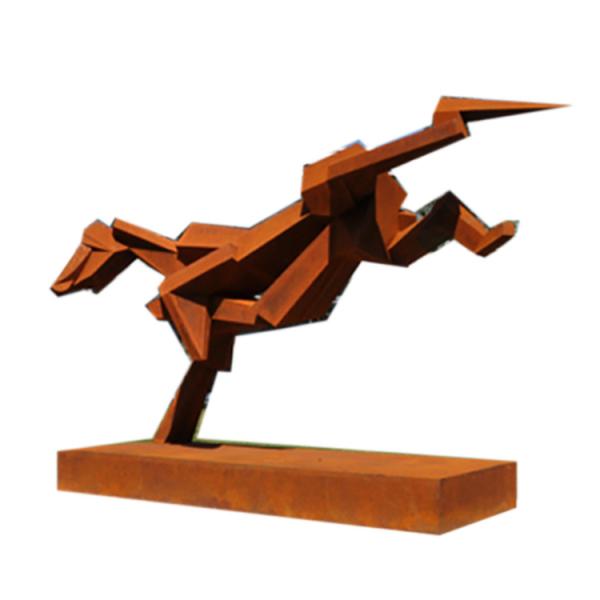 Modern Large Outdoor Landscape Decorations Metal Craft Horse Corten Steel Sculpture