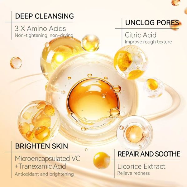 OEM Vegan VC Cream Face Wash with Hyaluronic Acid & Aloe Vera-Moisturizing Whitening Cleanser