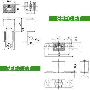ISO 8820 ELV Slow Blow Fuse SBFC-CT M5 Bolt Type Fuses With Horizontal Legs