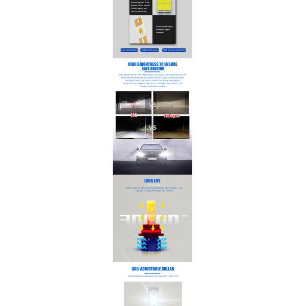 Etclite I6c 9004 Ip65 Car LED Headlight Bulbs 5000lm Hb2 Led Light Headlight