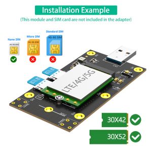 NGFF M.2 To USB 3.0 Adapter With Dual NANO SIM Card Slot For 3G / 4G / 5G Module