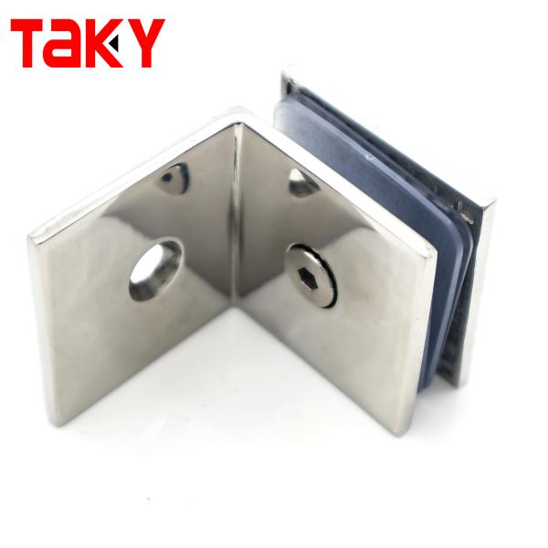 Glass to Wall Bathroom Clip Square Clamp 90 Degree Connect Glass Clip