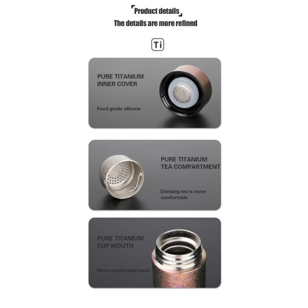 Factory Whole Sell Luxury Double Wall Astranaut Titanium Water Bottle, High Grade Pure Titaniun Insulated Vacuum Flask With Lid.