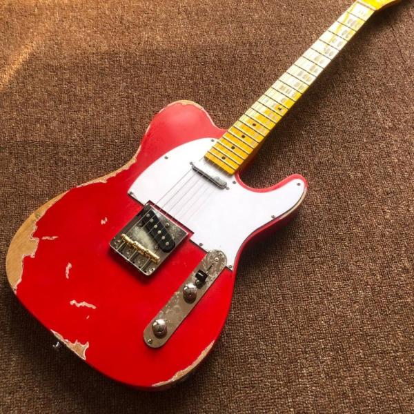 Buy Electric guitar,handmade 6 stings telecast gitaar Tele electric Guitar relics by hands red color master build relic TL at wholesale prices