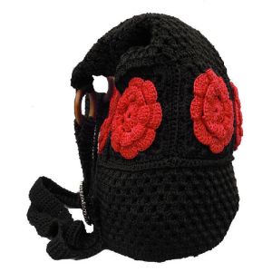 Handmade handbag hobo women black medium bag