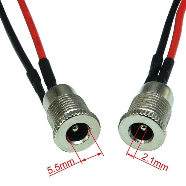 Threaded Female Mount DC099 Barrel Jack Socket 10A 5.5x2.1mm DC Power Adapter Tinnned Wire End Cable