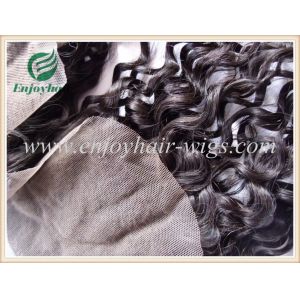 Lace top closure 4''x4'' ,malaysian virgin hair natural color deep wave 10''-24'