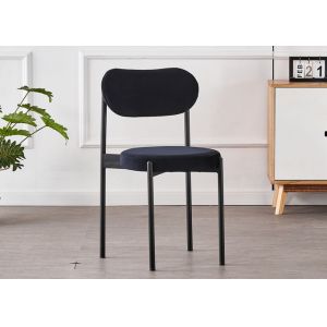 China Popular Room Furniture Flannel 79CM Modern Black Metal Dining Chairs on sale