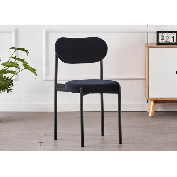 Buy Popular Room Furniture Flannel 79CM Modern Black Metal Dining Chairs at wholesale prices