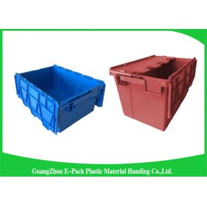 Warehouse Nestable Plastic Tote Boxes / stackable bins with hinged lids