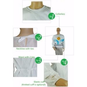 Nonwoven Fabric Disposable Isolation Gown With Tie Back Breathable Protective