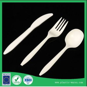 Quality Healthy and Eco-friendly corn starch biodegradable disposable dinner knife, spoon, fork for sale
