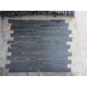 Natural / Cultured Stone Black Slate Flat Mini Panel For Wall Cladding
