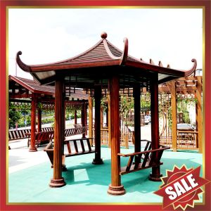 Public garden park corridor gazebo wood style Aluminium aluminum alloy metal