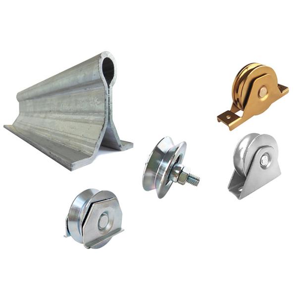Metal Floor Bolt Down Sliding Gate Track Hardware And Wheels Embedded U Shape Groove