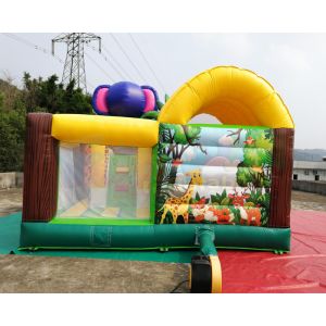 Safari Park Inflatable Bouncy Castles Digital Printing Combi Slide Bouncer