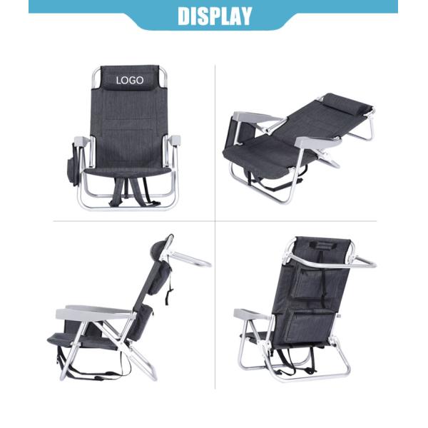 Portable Plastic Handrail Folding Lounge Beach Chair With Back Storage Bag