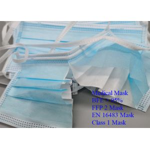 Three Ply Disposable Medical Mask Lint Free Helping Limit Germs Spread En16483