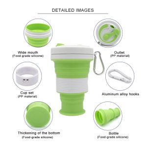 Leakproof 550ml Collapsible Coffee Mug With Lid