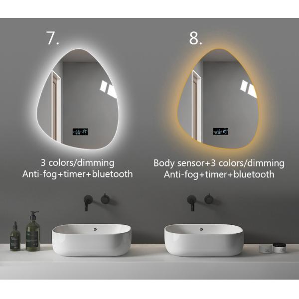 Irregular LED Round Bathroom Mirror 6500K 3200K Luxury Illuminated Bathroom Mirrors