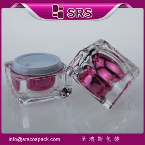 clear empty square acrylic jars for skin care cream ,transparent plastic