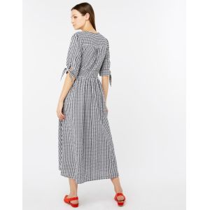 Black and White Gingham Midi Dress Summer Ladies