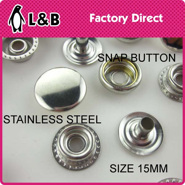 Custom 15mm 12.5mm stainless Steel Classic Four Parts metal Spring Ring Snap Button