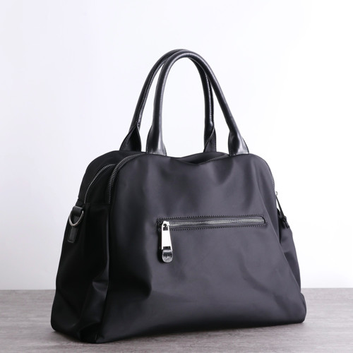 Buy Zippered Black Leather Top Handle Bag ISO Unisex Shoulder Bag at wholesale prices