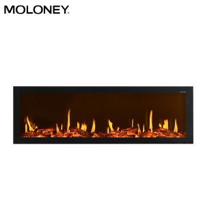 98'' 250cm Flush Mount Electric Fireplace LCD Screen Tech Charcoal Buring Sound