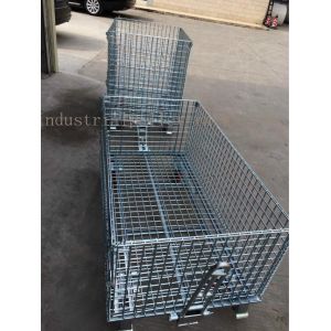 China Customized Galvanized Collapsible Wire Cage Conveyable With Casters 6mm Thickness on sale