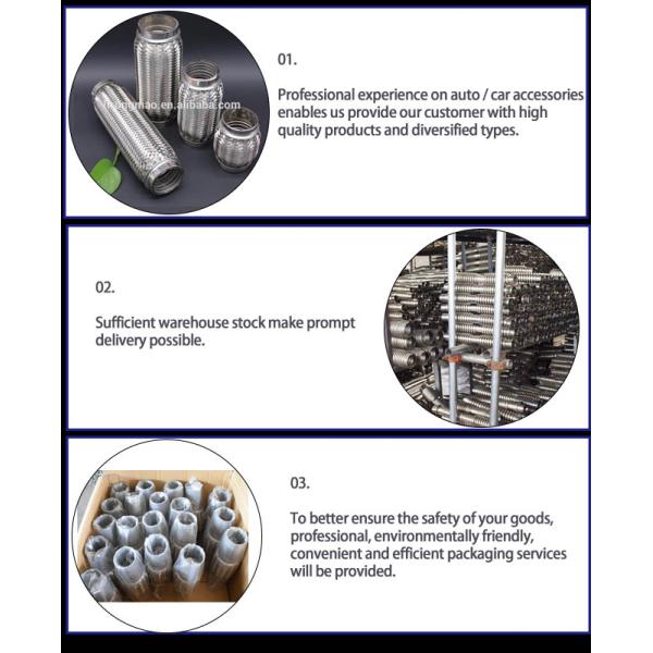 1.2mm 2.25 Inch Stainless Steel Exhaust Flex Pipe With Nipples