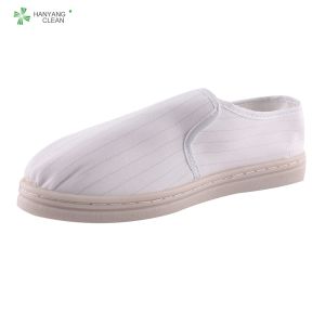 Autoclavable food factory cleanroom stripe canvas PVC outsole shoe breathable